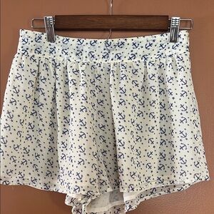 Forever 21 High Waist Anchor Print Shorts - White and Blue